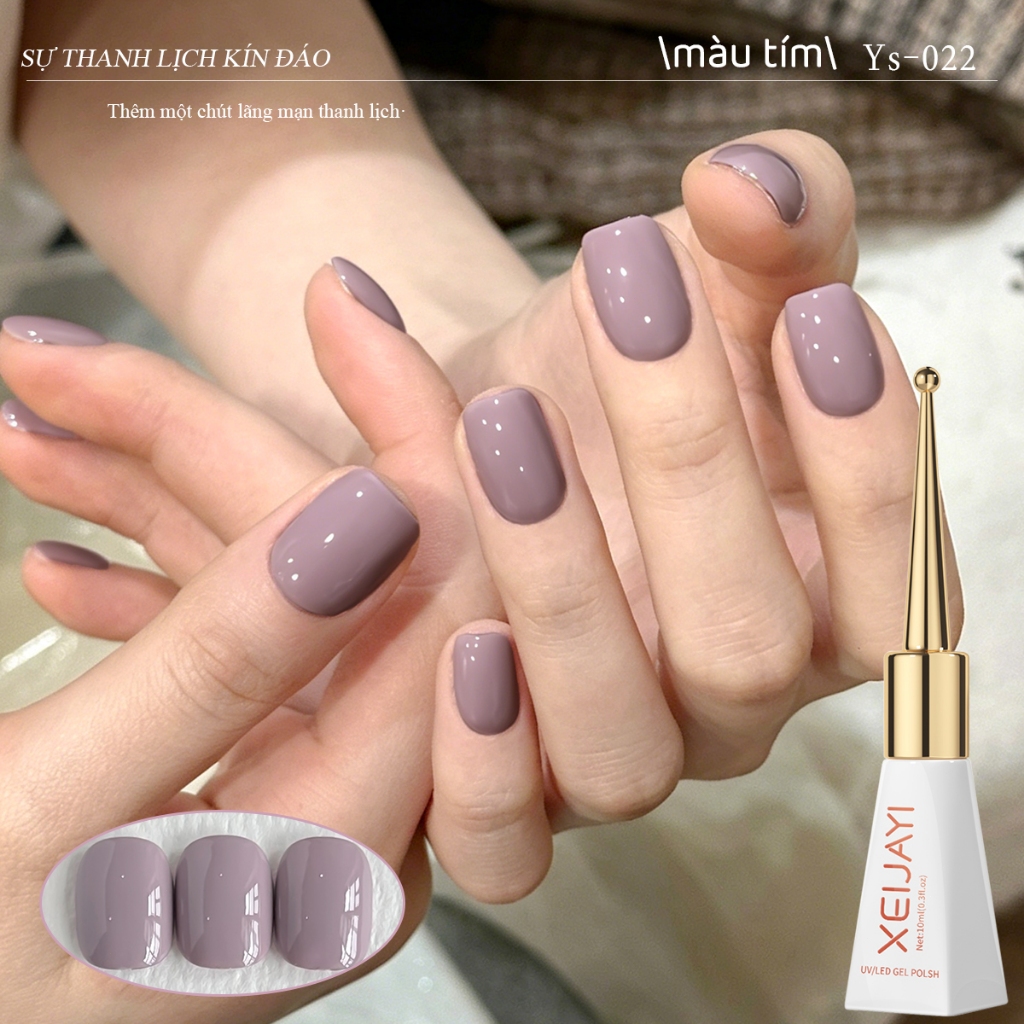 XEIJAYI 10ml -Sơn móng tay dạng gel màu xám tím mới này có độ bền cao và lên màu tốt, phù hợp với mọi tông da.