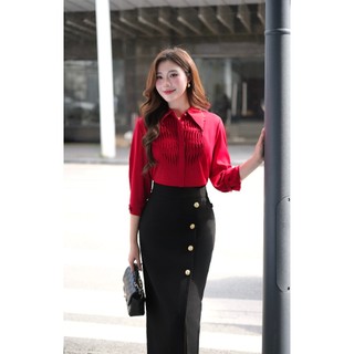 Áo Sơ Mi Nữ 𝐂𝐂𝐇𝐀𝐓 Dáng Suông Kiểu Vintacie Smocking Chất Liệu Cao Cấp 16FNT9017ST