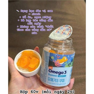 Kẹo Cá Vị Cam Omega 3 Baby Kid, 60 Viên, giúp bé Thông Minh, Mắt Sáng Chuẩn Hàn Quốc