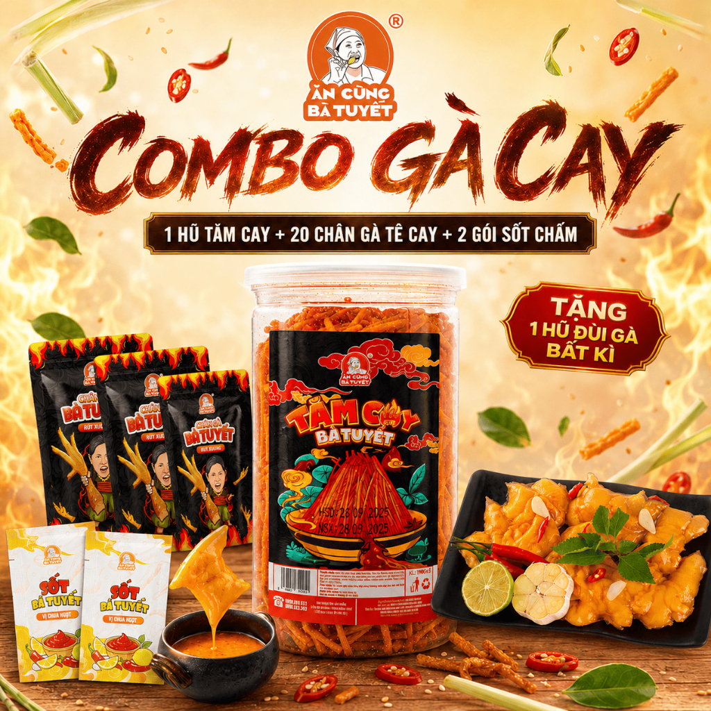 (Tặng 1 hũ đùi gà bất kì) Combo GÀ CAY - gồm 1 hũ tăm cay + 20 chân gà tê cay + 2 gói sốt chấm M78