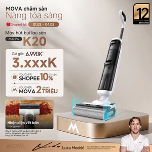 Máy Hút Bụi Lau Nhà Cầm Tay Mova K20 Pro| Lực hút đến 18.000Pa | Chổi lăn tràn viền 2 cạnh | BH 12 tháng