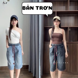 Quần Ngố Jean Cạp Thun Ống Rộng Giấu Dáng, Hack Chiều Cao, Phối Đồ Gì Cũng Đẹp