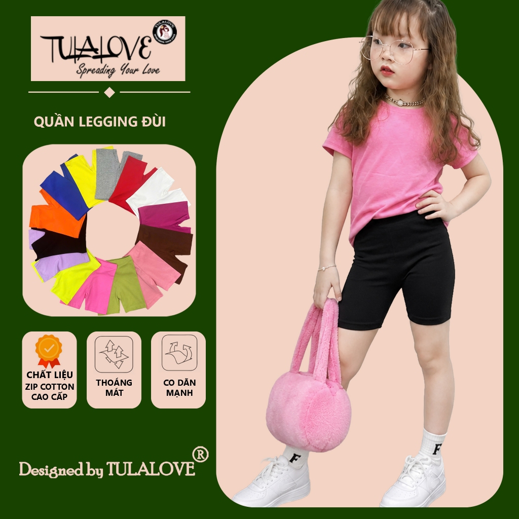 LEGGING ĐÙI CHO BÉ Vải Co Dãn Cực Tốt Lên Ôm Siêu Yêu, Quần Leggin, Quần Biker Thun Bé Gái Tulalove