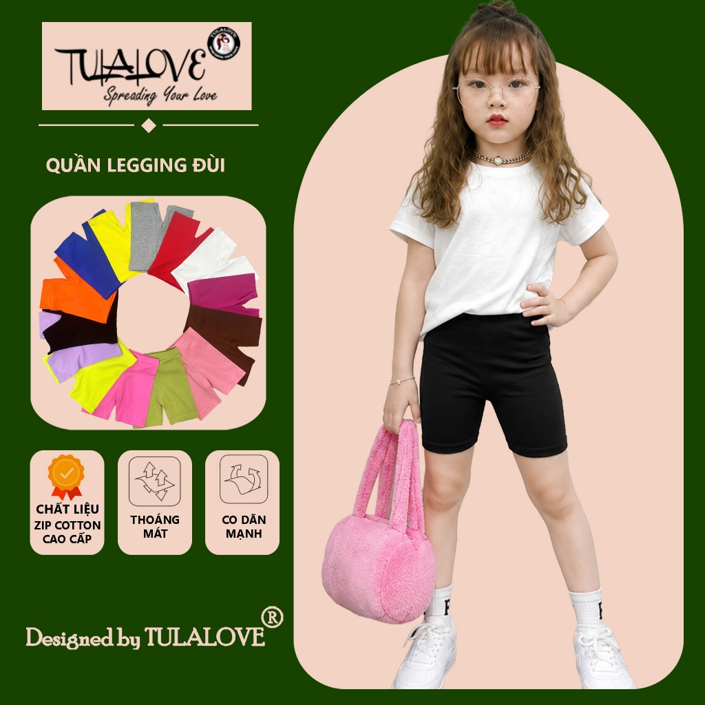 LEGGING ĐÙI CHO BÉ Co Dãn Mạnh Ôm Cực Xinh, Quần Leggin Bé Gái Quần Biker thun ôm Body Tulalove