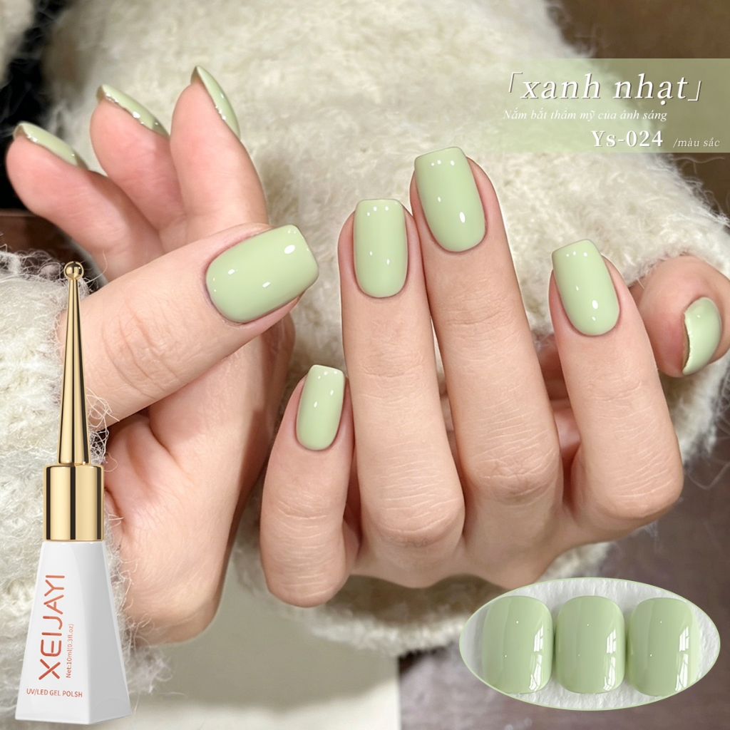 XEIJAYI 10ml - Sơn móng tay dạng gel màu xanh đậu nành mới, màu sắc bền lâu, phù hợp cho mọi mùa.