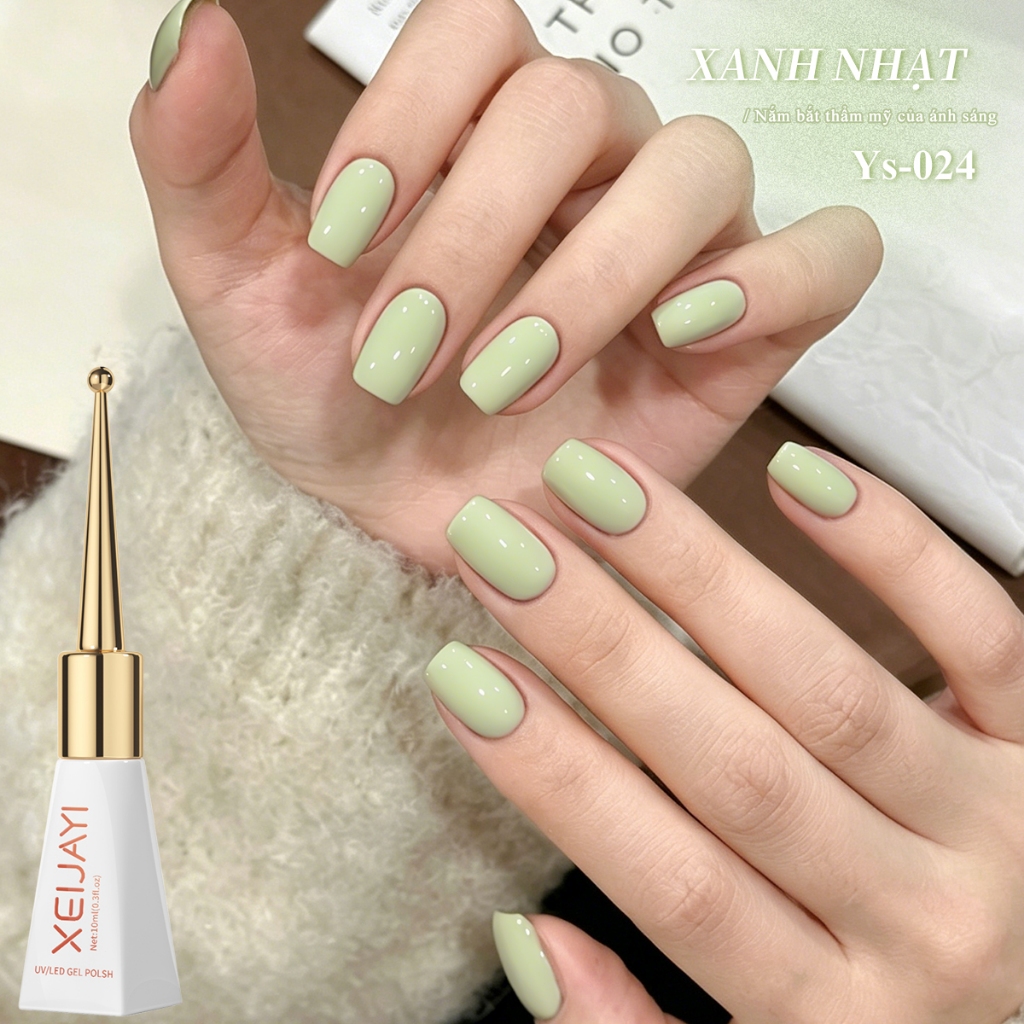 XEIJAYI 10ml - Sơn móng tay dạng gel màu xanh đậu nành mới, màu sắc bền lâu, phù hợp cho mọi mùa.