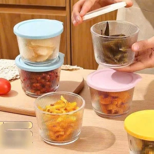 SET 6 BÁT THỦY TINH CÓ NẮP ĐẬY DUNG TÍCH 200ML SIÊU TIỆN DỤNG