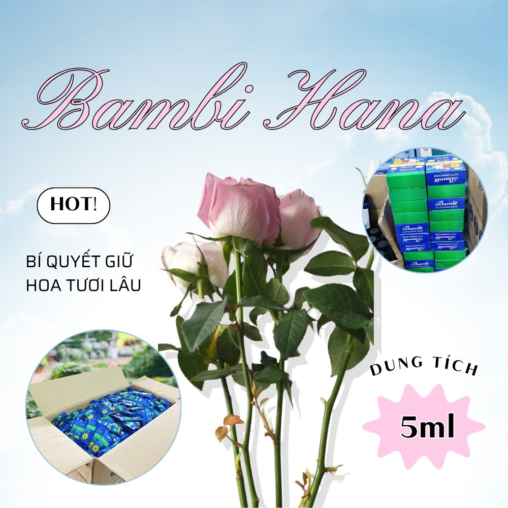 10 Gói dưỡng hoa tươi lâu Bambi cho hoa cắt cành, giúp hoa nở bông to - Hàng chính hãng