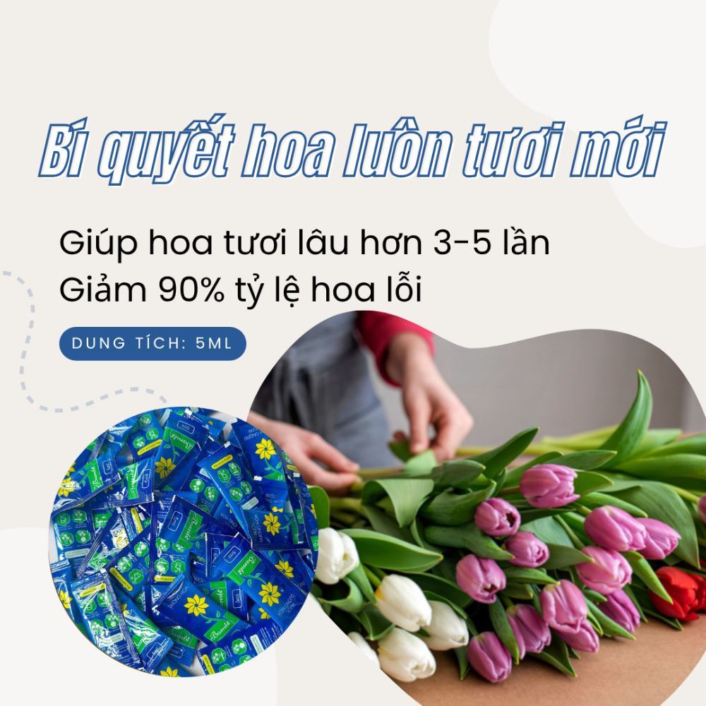 10 Gói dưỡng hoa tươi lâu Bambi cho hoa cắt cành, giúp hoa nở bông to - Hàng chính hãng