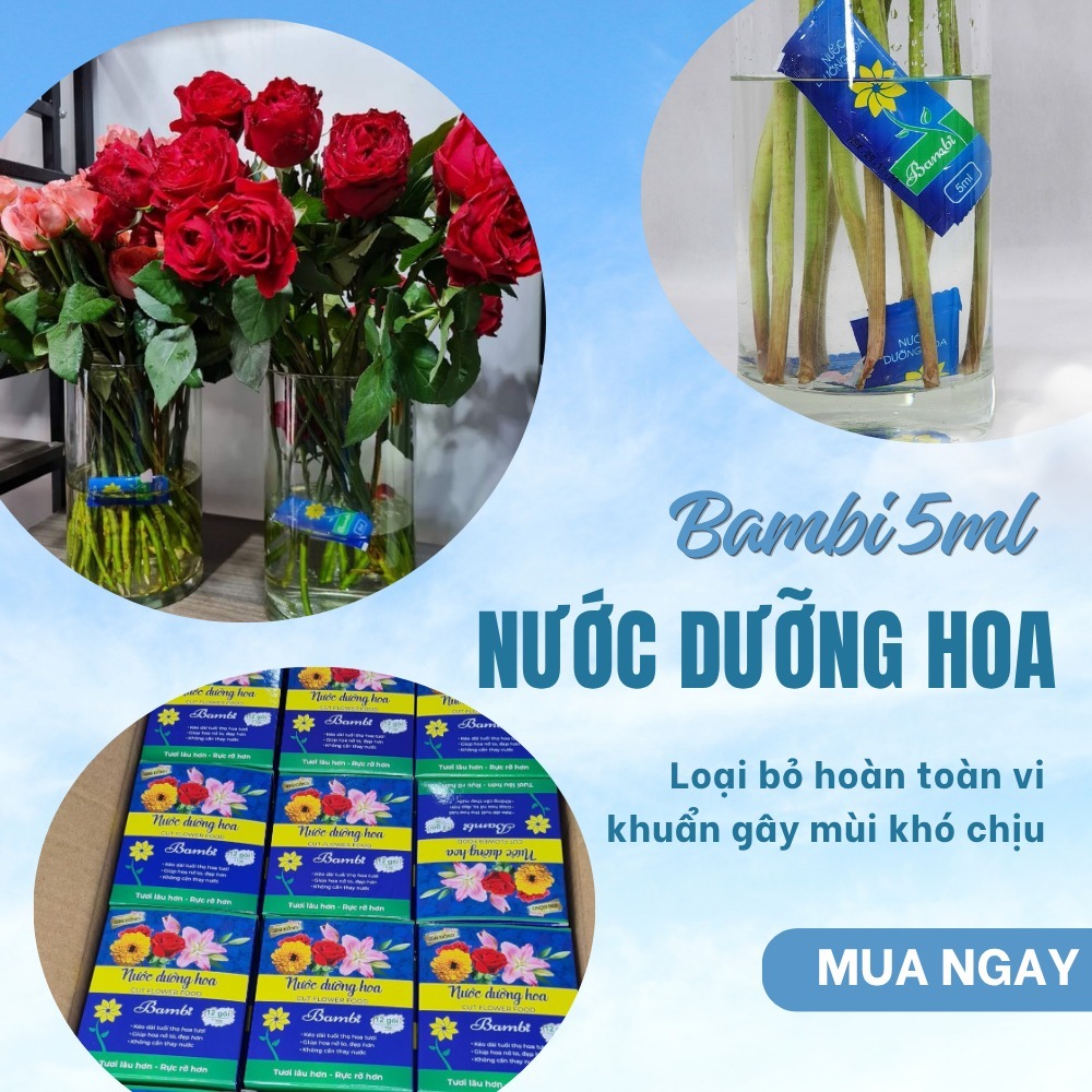 10 Gói dưỡng hoa tươi lâu Bambi cho hoa cắt cành, giúp hoa nở bông to - Hàng chính hãng