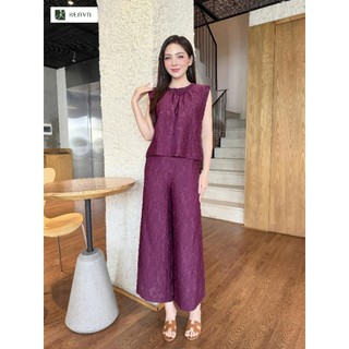 27KVBD021-1 Bộ mặc nhà. Bộ đũi tơ gấm Ken va Chất Liệu: đũi tơ gấm Áo cổ nhúm