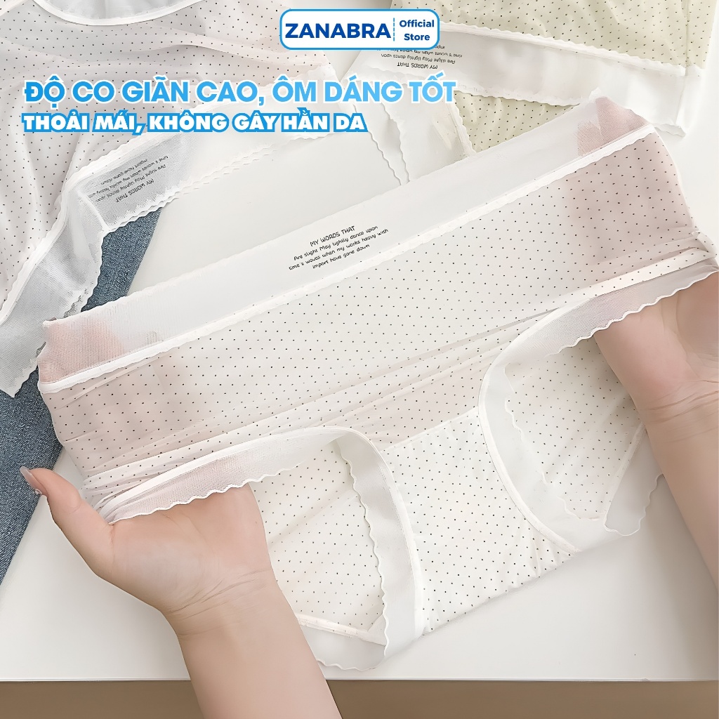 [MẪU MỚI 2026] Combo 5 Quần Lót Nữ Su Lụa Thạch Băng Tàng Hình Cạp Cao Hoạ Tiết Chấm Bi Xinh Xắn ZANABRA L1398