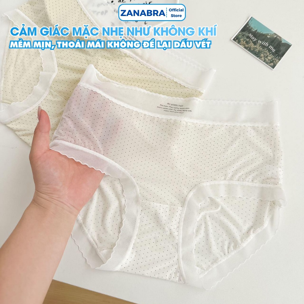 [MẪU MỚI 2026] Combo 5 Quần Lót Nữ Su Lụa Thạch Băng Tàng Hình Cạp Cao Hoạ Tiết Chấm Bi Xinh Xắn ZANABRA L1398