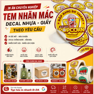 In Tem nhãn theo yêu cầu | Tem nhãn decal, 3 tờ A3 (32 x42cm) tem nhãn dán in logo , xưởng in decal giấy giá rẻ