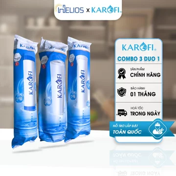 Bộ 3 Lõi Lọc Nước Karofi Smax Duo 1 2 3 - Dùng Cho Máy Lọc Nước RO Có 3 Cốc Lọc 10 Inch