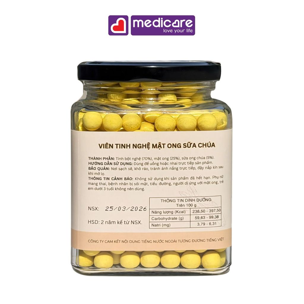 Viên Tinh Nghệ Mật Ong Sữa Chúa HONEY LAND Hũ 120g và 250g