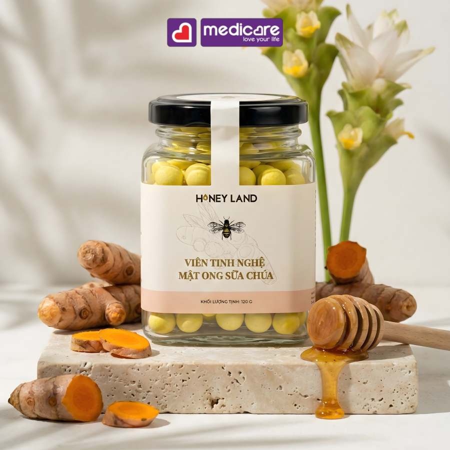 Viên Tinh Nghệ Mật Ong Sữa Chúa HONEY LAND Hũ 120g và 250g