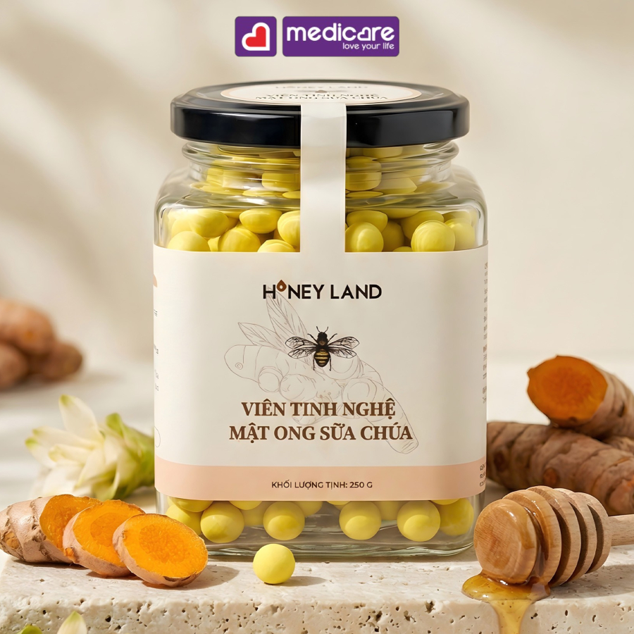 Viên Tinh Nghệ Mật Ong Sữa Chúa HONEY LAND Hũ 120g và 250g