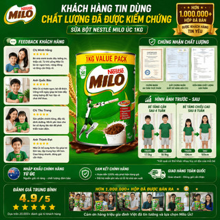 [HÀNG ÚC] Sữa bột Nestle Milo hộp 1kg nhập khẩu giúp bổ sung dinh dưỡng cho bé phát triển tối ưu