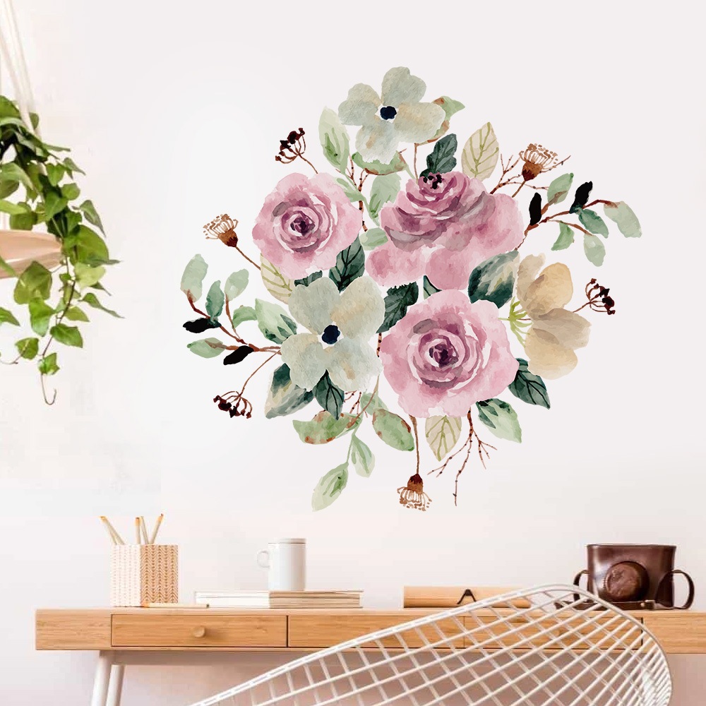 Decal Dán Trang Trí Bồn Cầu Toilet Hoa Hồng A Có Keo Sẵn 28x27cm - Chống Nước Không Phai Màu