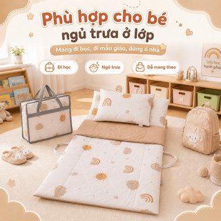 Bộ 5 Món Chăn Gối Gấp Gọn Cho Bé Đi Học Mầm Non, Tiểu Học | 70x120cm | Chất Liệu Cotton - Viscose, I Cool Mát Lạnh