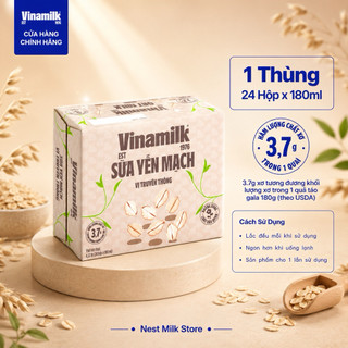 Sữa Yến Mạch Vinamilk Vị Truyền Thống 180ml - Thùng 24 Hộp