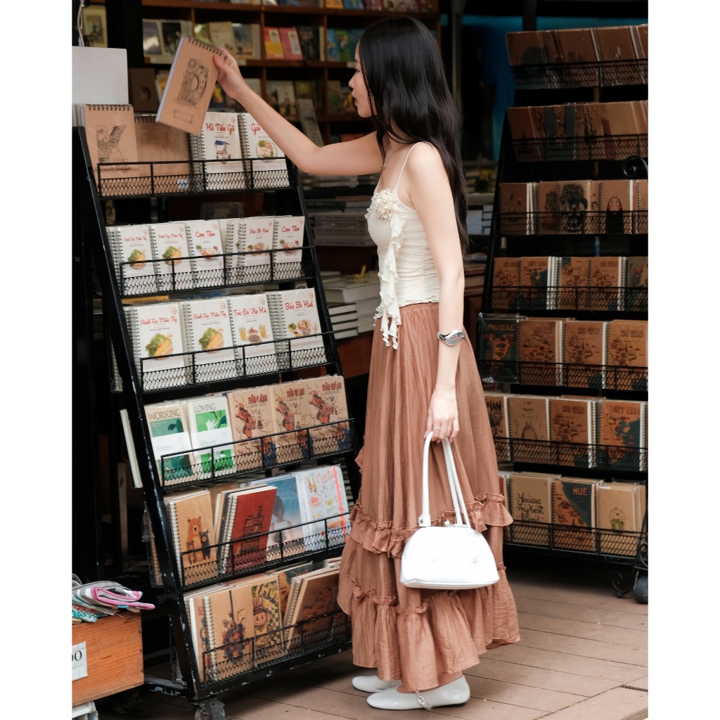 Áo Nữ LEDGE 2 Dây Phối Bèo Lệch Tà Lạ Mắt SECODEE