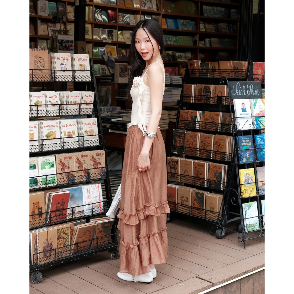 Áo Nữ LEDGE 2 Dây Phối Bèo Lệch Tà Lạ Mắt SECODEE