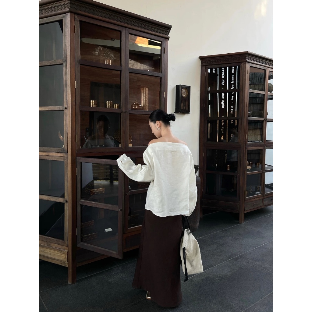 𝗘𝗴𝗮𝗻 𝗟𝗶𝗻𝗲𝗻-Áo Linen trễ vai tay dài
