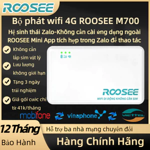 Bộ phát wifi 4G ROOSEE M700 -không cần lắp sim , ba mạng chuyển đổi, siêu mỏng chỉ dày 7mm,thích hợp ROOSEE mini app