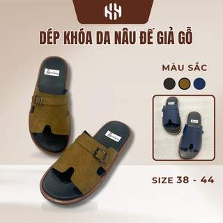 [SALE 7.7 GIẢM 30K] Dép Nam Quai Khóa H vắt ngang đế giả gỗ hàng loại 1 cao cấp