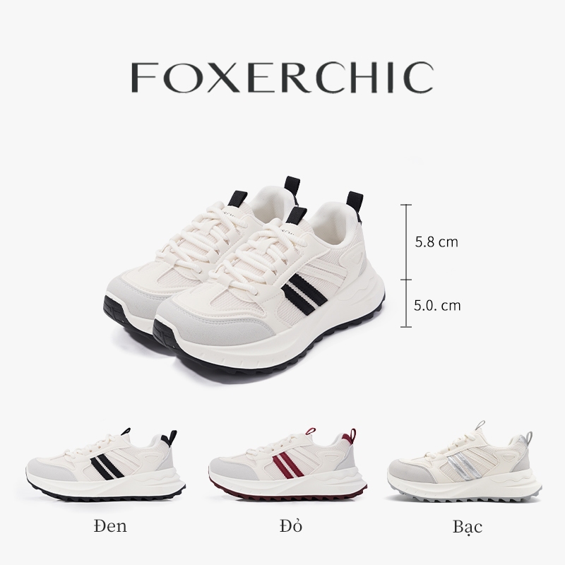 FOXERCHIC Giày Thể Thao Nữ Giày Thể Thao Màu Trắng Chống Mùi Đế Mềm Tăng Chiều Cao 5cm Sneakers