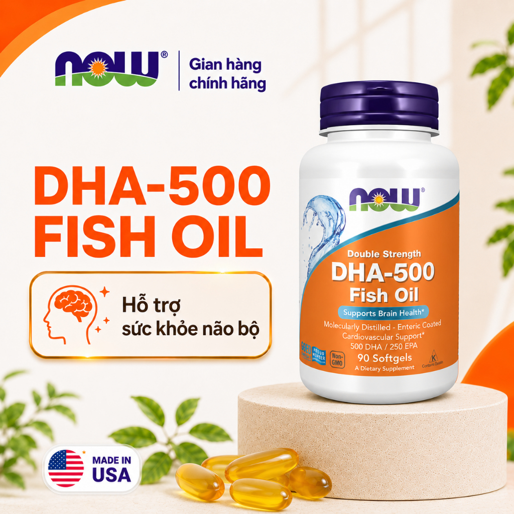 (đủ bill) Dầu cá Now DHA 500 Fish Oil Double Strength (Mỹ) Omega 3 giúp ...