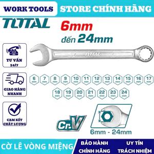 Cờ Lê vòng miệng đủ loại kích thước TOTAL Chất liệu thép cao cấp chóng rỉ sét DNTT