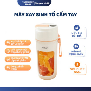 Máy Xay Sinh Tố Cầm Tay 340ml,10 Lưỡi Dao Xay Đá, Máy Ép Trái Cây Mini Di Động, Bảo Hành 6 Tháng
