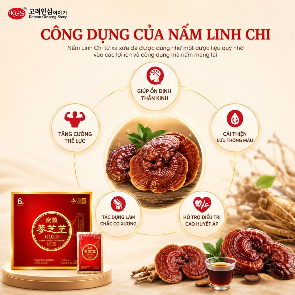 Nước Hồng Sâm Linh Chi KGS Hàn Quốc Korean Ginseng Story 50ml x 30 Gói Bồi Bổ Sức Khỏe Chính Hãng