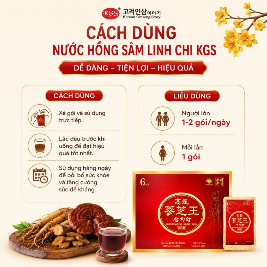 Nước Hồng Sâm Linh Chi KGS Hàn Quốc Korean Ginseng Story 50ml x 30 Gói Bồi Bổ Sức Khỏe Chính Hãng