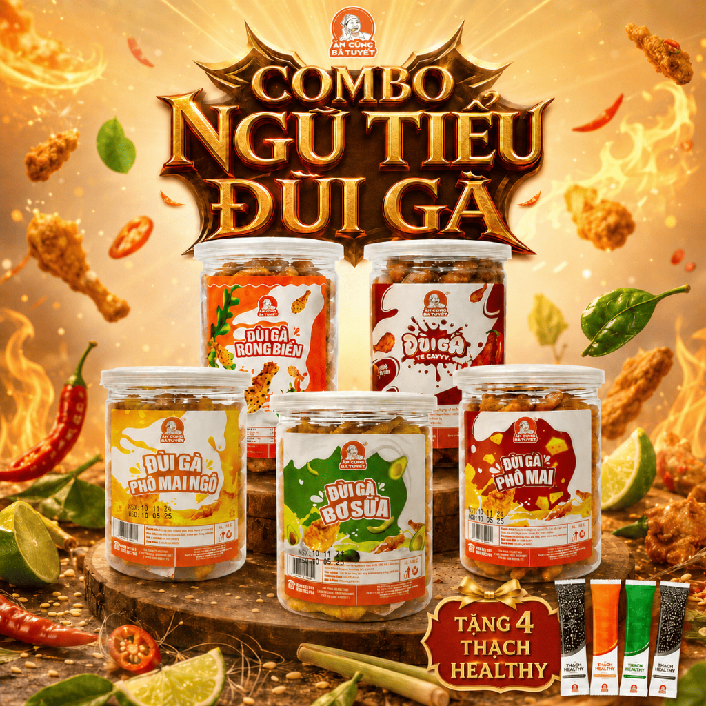 (Tặng 4 thạch healthy) COMBO NGŨ TIỂU ĐÙI GÀ – ĂN CÙNG BÀ TUYẾT M68