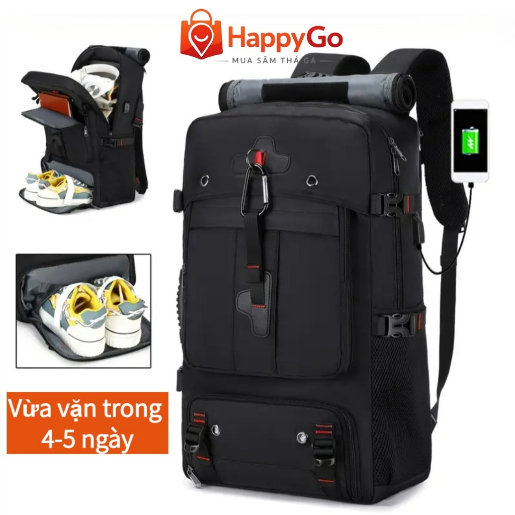COD unisex Balo du lịch vải dù nắp cuộn balo đựng quần áo có ngăn đựng giày đựng laptop 16/17.1 inch