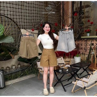 Quần short jeans nữ cạp trước khoá sau chun- vải demin mềm đẹp mặc thoải mái,năng động cho nữ
