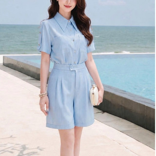 Set Đồ Nữ 𝐂𝐂𝐇𝐀𝐓 Dáng Suông Velia Cúc Tay Áo Trang Trí Chất Liệu Thun Mềm Mát 16BNS2030ST