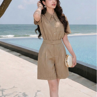 Set Đồ Nữ 𝐂𝐂𝐇𝐀𝐓 Dáng Suông Velia Cúc Tay Áo Trang Trí Chất Liệu Thun Mềm Mát 16BNS2030ST