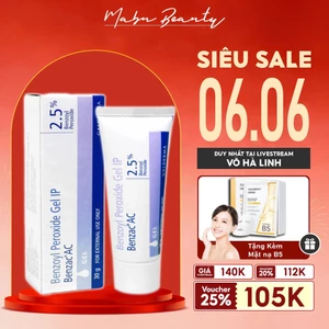 Gel Chấm Mụn Benzac Ac Benzoyl 2,5% 5% Adapalene Dưỡng Trắng Cấp Ẩm Giảm Mụn Mờ Thâm Sẹo 30g