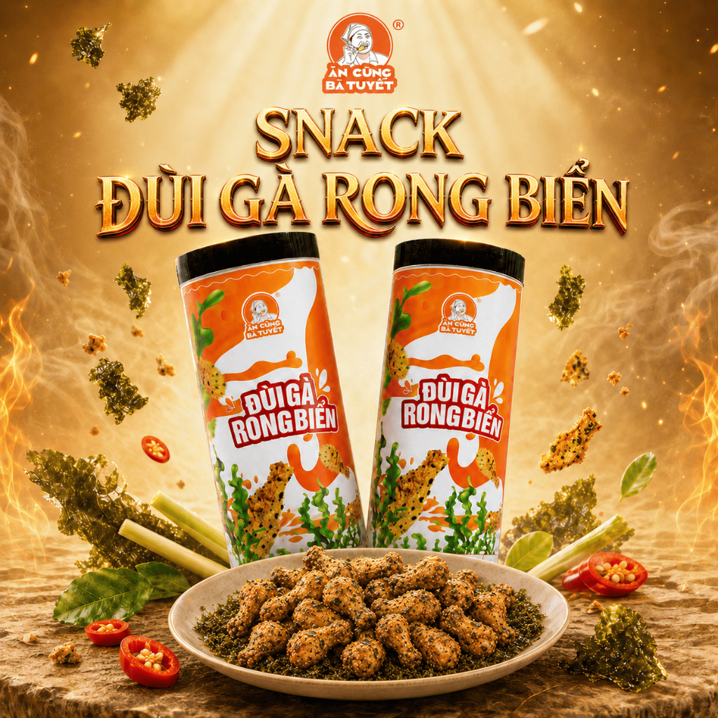 SNACK ĐÙI GÀ RONG BIỂN KHỔNG LỒ + tặng 1 nem nướng phên – ĂN CÙNG BÀ TUYẾT M37