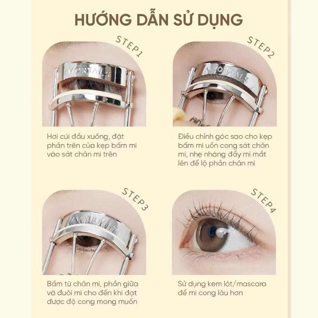 Kẹp bấm mi Amortals Giữ Nếp Tốt, Mi Cong Vút, Thiết Kế Thoải Mái Dễ Dùng Mút Đệm Dày kẹp mi amortal 2029 IS17
