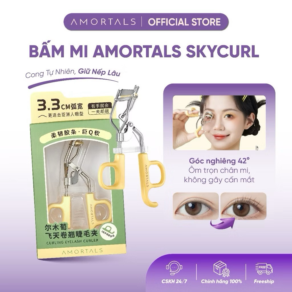 Kẹp bấm mi Amortals Giữ Nếp Tốt, Mi Cong Vút, Thiết Kế Thoải Mái Dễ Dùng Mút Đệm Dày kẹp mi amortal 2029 IS17