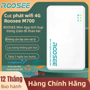 Cục phát wifi 4G cầm tay Roosee M700- không cần lắp sim,mỏng, nhẹ, ROOSEE mini app thao tác,chuẩn wifi 6