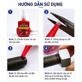 Keo khóa ren GUNASEN cố định và khóa các mối ren bu-lông, đai ốc ngăn chặn sự lỏng lẻo do rung động