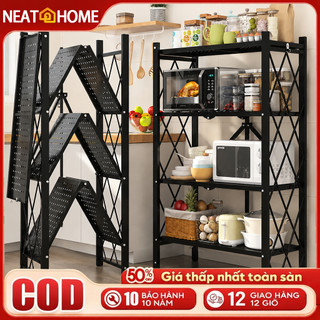 Kệ Để Đồ Gấp Gọn Đa Năng 3/4/5 Tầng Kệ Nhà Bếp, Nhà Tắm Có Bánh Xe, Thép Carbon Chống Gỉ Cao Cấp