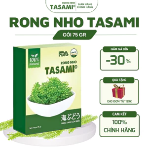 Rong Nho Tách Nước TASAMI - HỘP 75g – Rong Nho Ăn Liền, Giòn Ngon, Tốt Cho Sức Khỏe